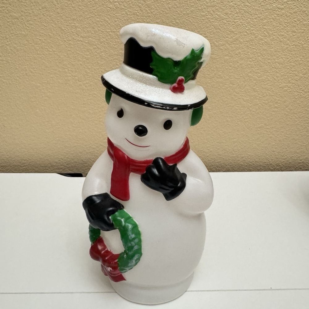 Snowman Blow Mold 11" Table Top Light Up Battery Operated Works